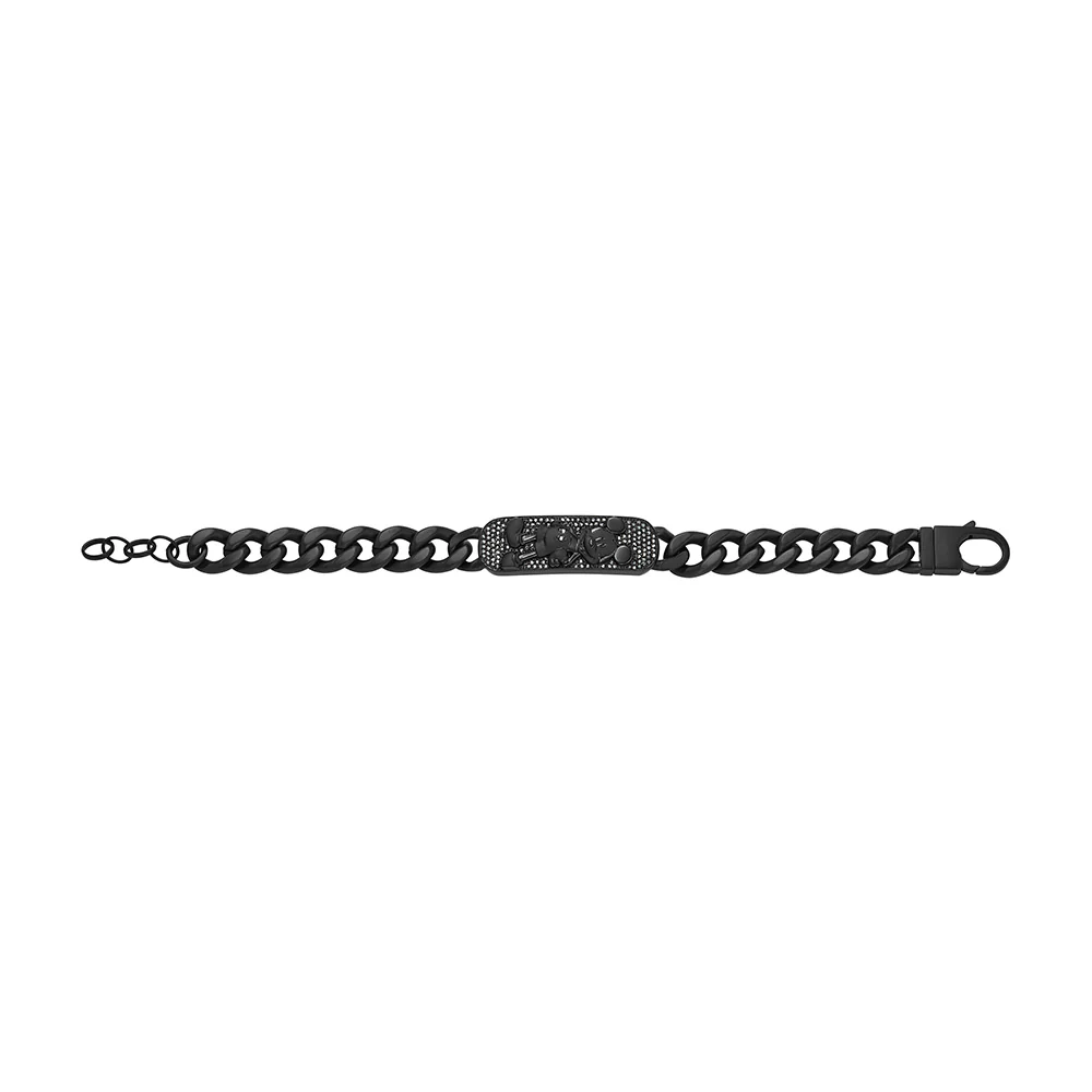 Disney Mickey Mouse Black Tone Stainless Steel Plaque ID Bracelet 100th Disney Anniversary - Image 9