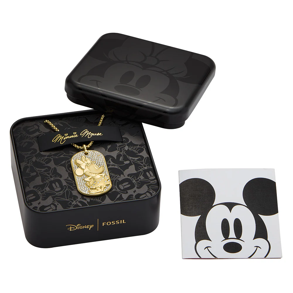 Disney Minnie Mouse Glass Crystal Pave Glitz Dogtag Pendant On Chain 100th Disney Anniversary - Image 5