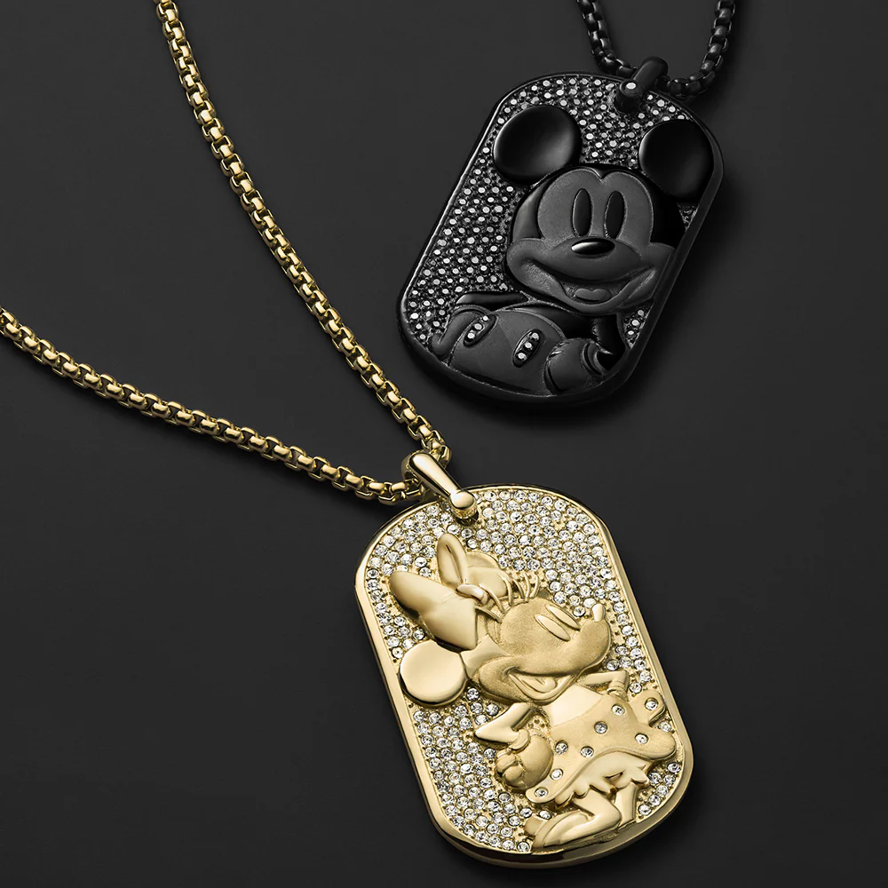 Disney Minnie Mouse Glass Crystal Pave Glitz Dogtag Pendant On Chain 100th Disney Anniversary - Image 9