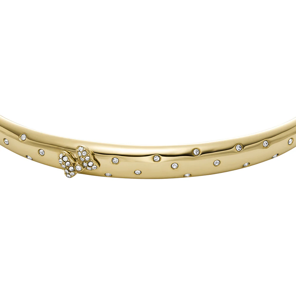 Disney Minnie Mouse Gold Plated Stainless Steel Glass Crystal Bow Bangle  100th Disney Anniversary - Image 2