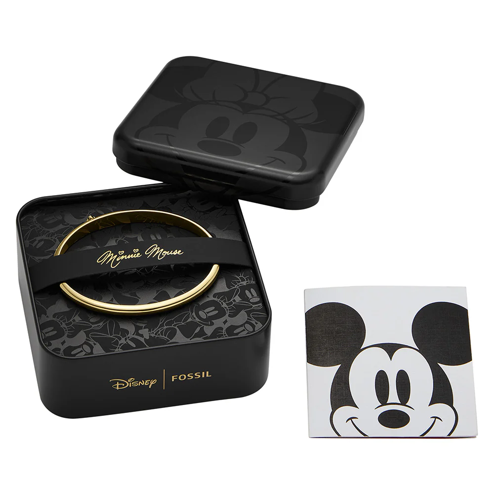 Disney Minnie Mouse Gold Plated Stainless Steel Glass Crystal Bow Bangle  100th Disney Anniversary - Image 4