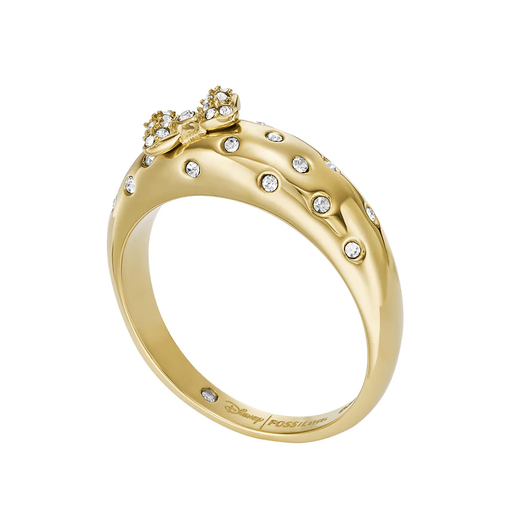 Disney Minnie Mouse Gold Plated Stainless Steel Glass Crystal Bow Domed Ring 100th Disney Anniversary - Image 4