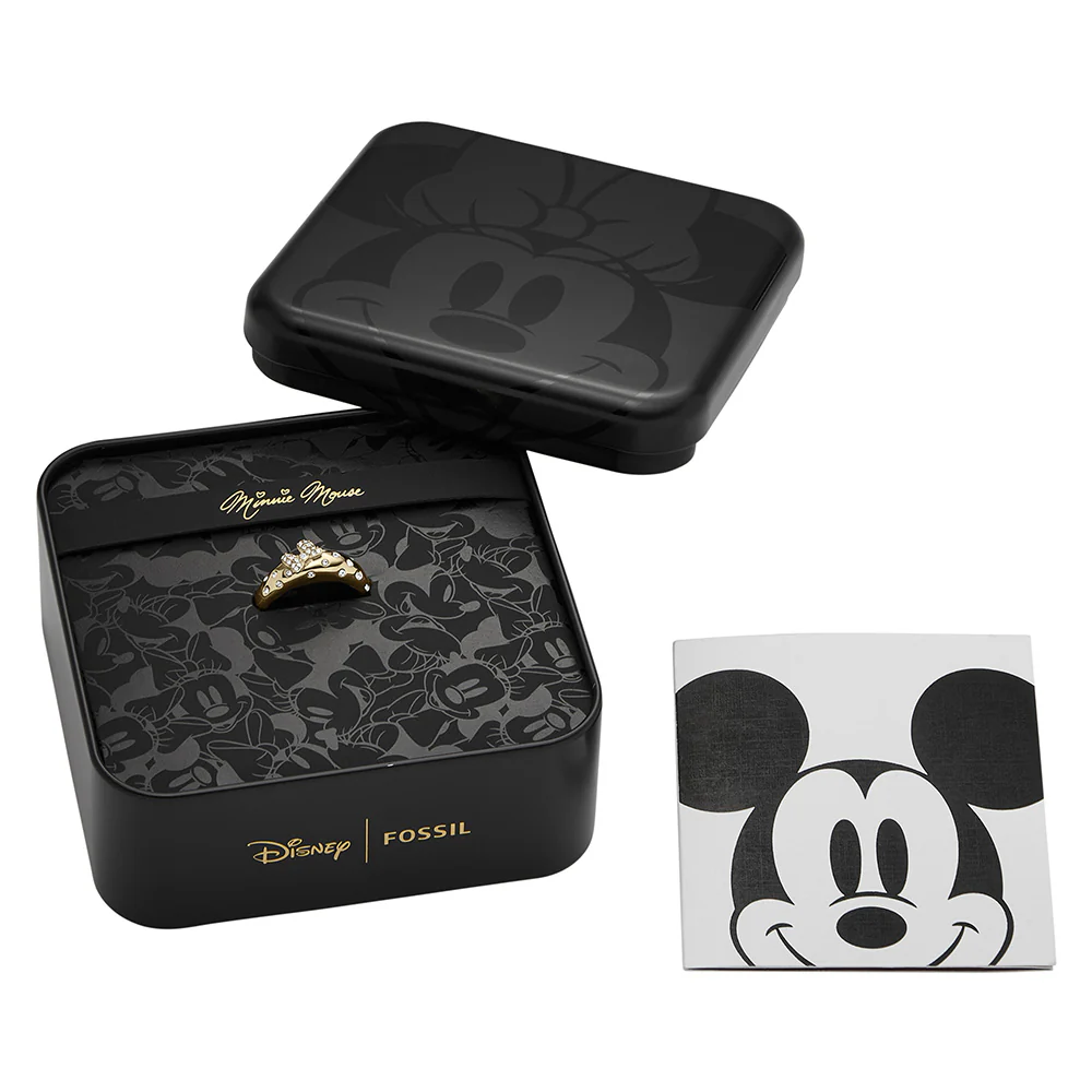 Disney Minnie Mouse Gold Plated Stainless Steel Glass Crystal Bow Domed Ring 100th Disney Anniversary - Image 5