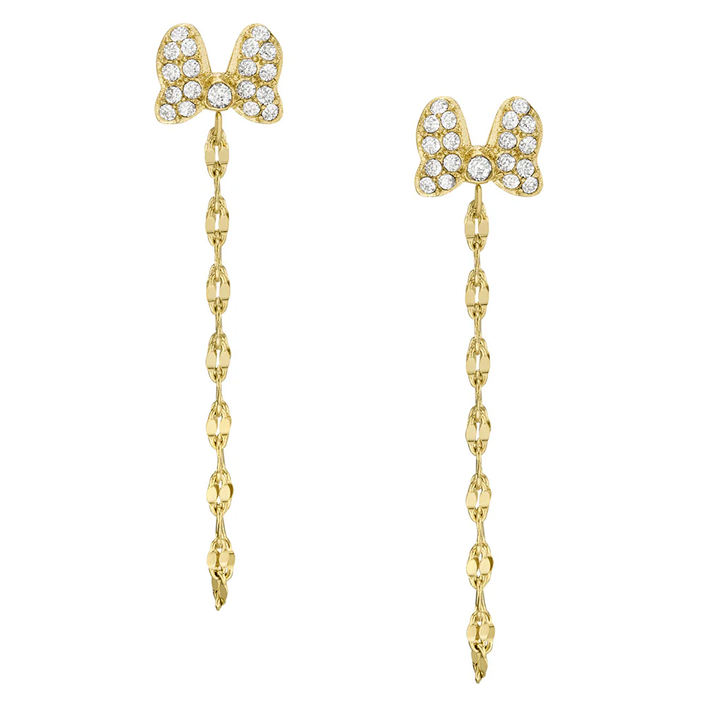 Disney Minnie Mouse Gold Plated Stainless Steel Glass Crystal Front Back Earrings 100th Disney Anniversary - Image 2
