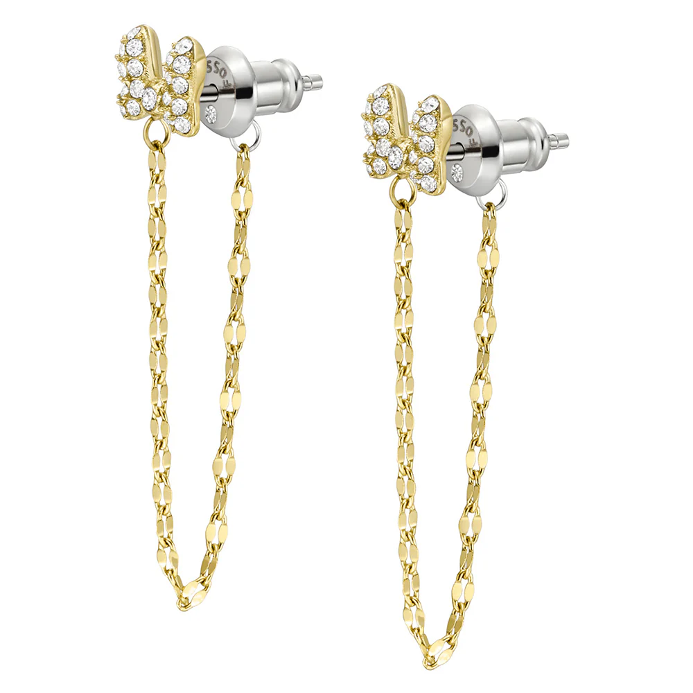 Disney Minnie Mouse Gold Plated Stainless Steel Glass Crystal Front Back Earrings 100th Disney Anniversary - Image 3