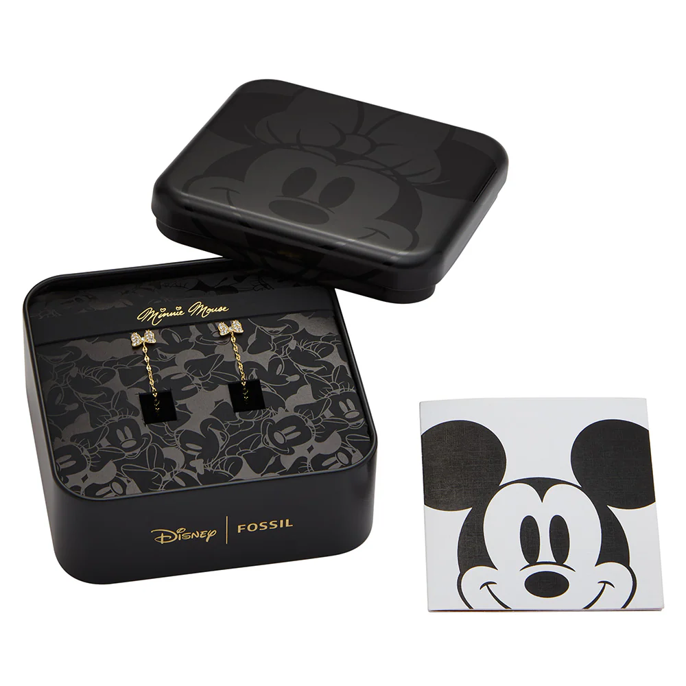 Disney Minnie Mouse Gold Plated Stainless Steel Glass Crystal Front Back Earrings 100th Disney Anniversary - Image 4