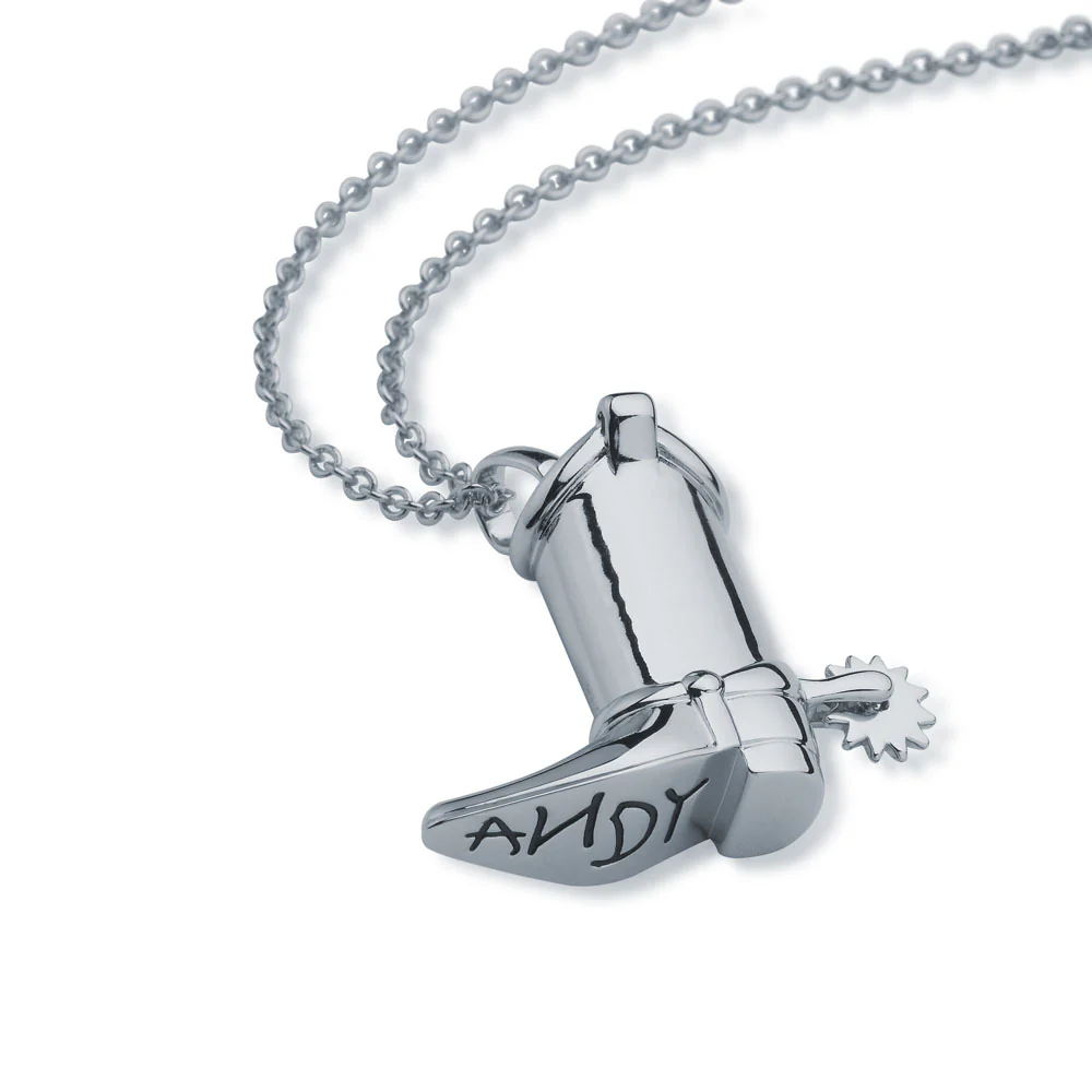 Disney Pixar Toy Story White Gold Plated Woody Boot Pendant On Chain - Image 2