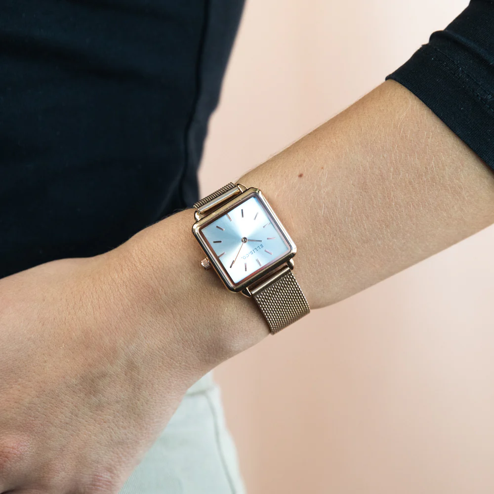 Ellis & Co 'Alyssa' Rose Stainless Steel Mesh Bracelet Womens Watch - Image 2