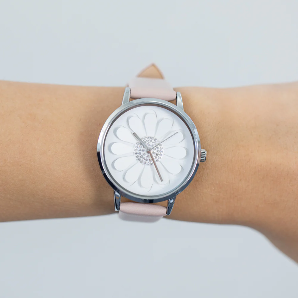 Ellis & Co 'Ella' Nude Leather With Silver Tone Face Women's Watch - Image 3