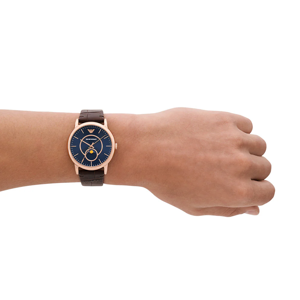 Emporio Armani AR11566 Luigi Brown Leather Mens Watch - Image 6