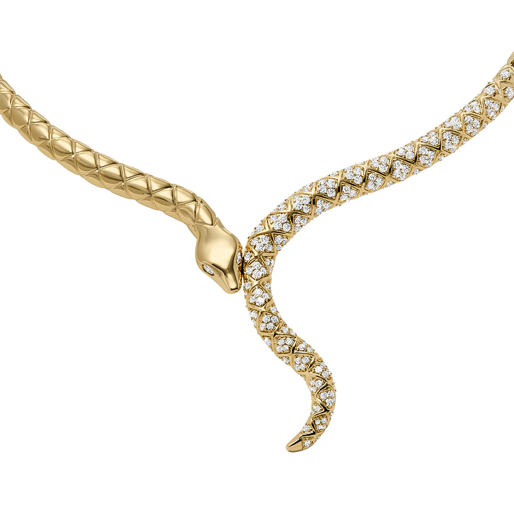 Emporio Armani Gold Plated Brass Cubic Zirconia Snake Chain - Image 2