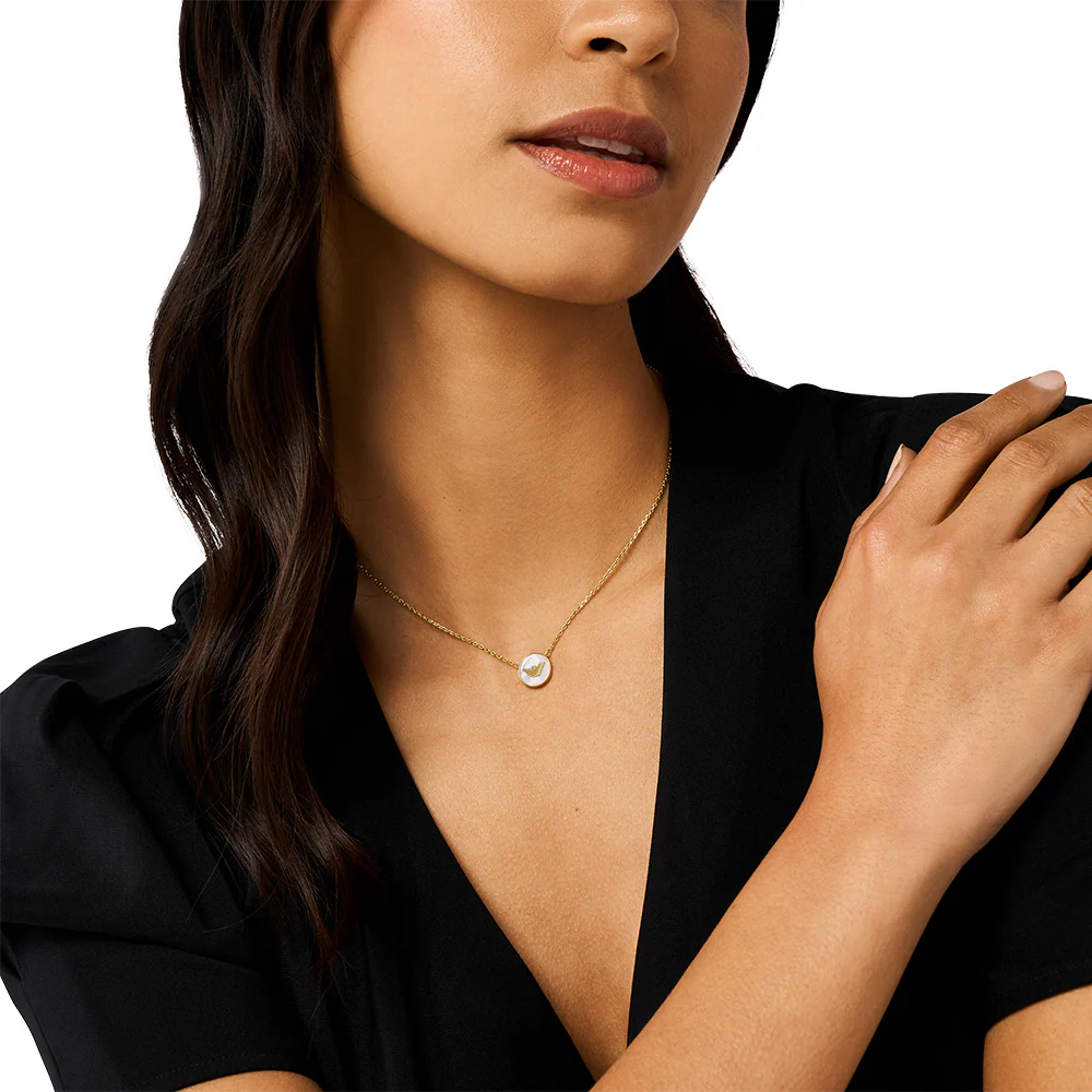 Emporio Armani Gold Plated Brass Mother Of Pearl Eagle Logo Pendant On Chain - Image 3
