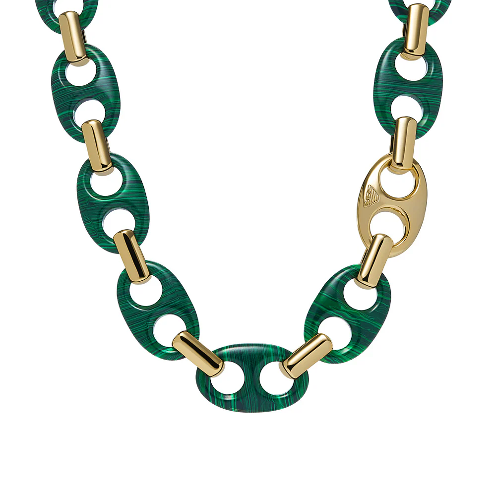 Emporio Armani Gold Plated Brass Reconstituted Malachite Chain - Image 2