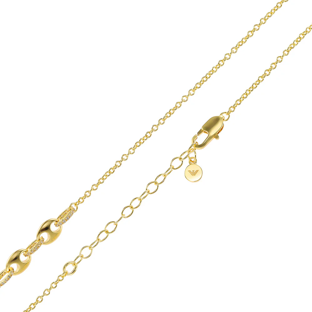 Emporio Armani Gold Plated Brass Sentimental CZ Pendant With Chain - Image 4