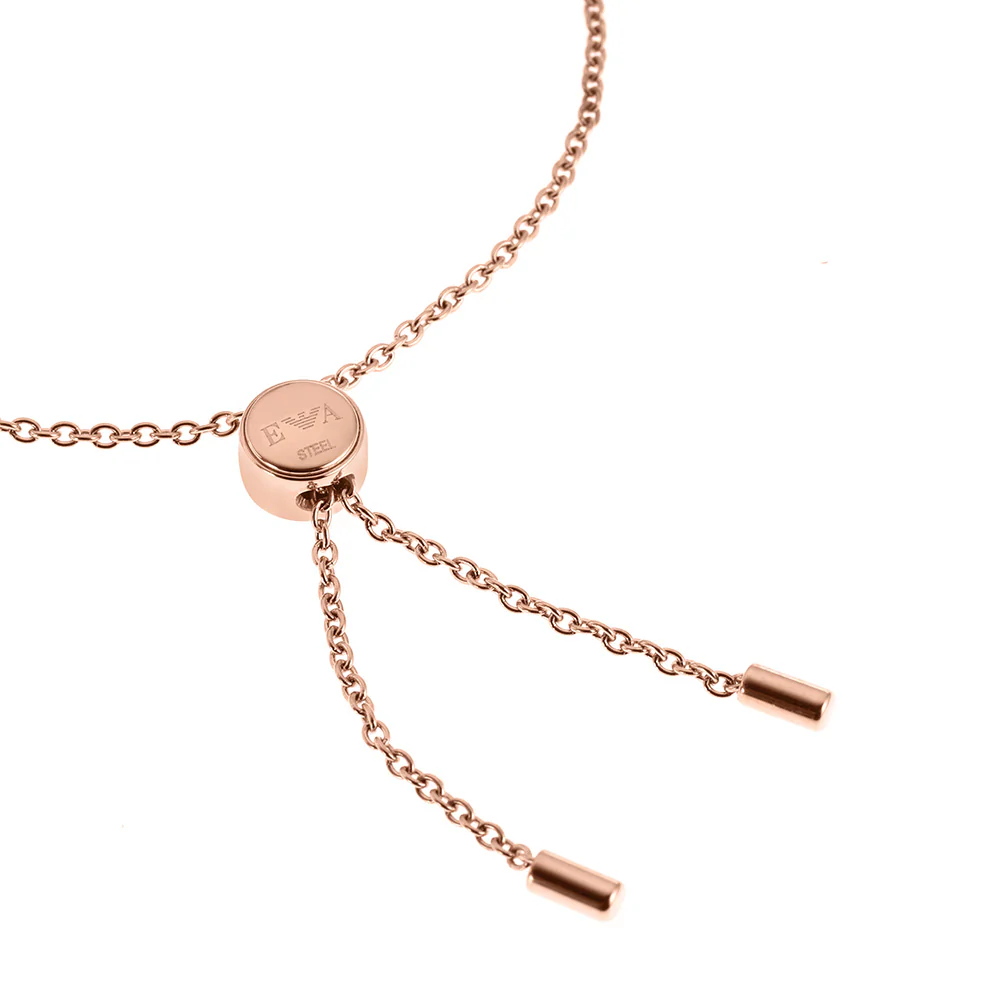 Emporio Armani Rose Gold Plated Stainless Steel Black Lacquer Components  Bracelet - Image 2