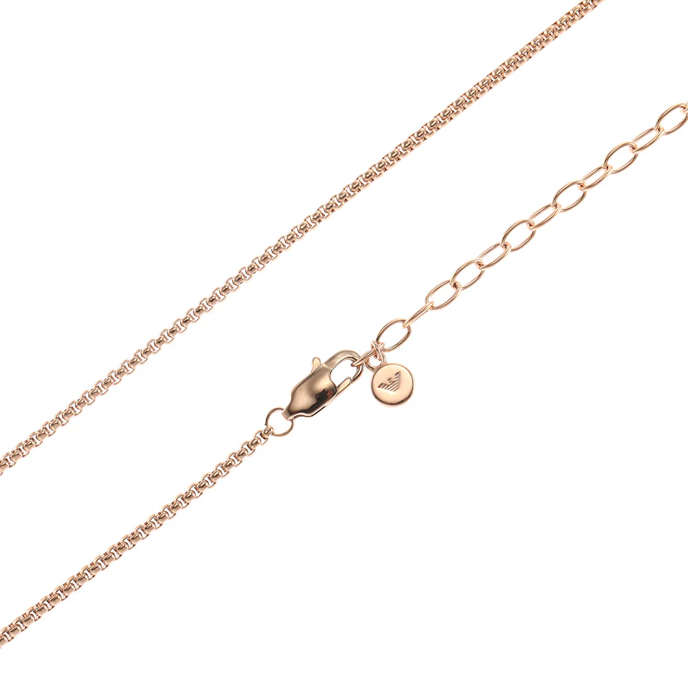 Emporio Armani Rose Gold Plated Stainless Steel Black Lacquer Components Pendant With Chain - Image 4