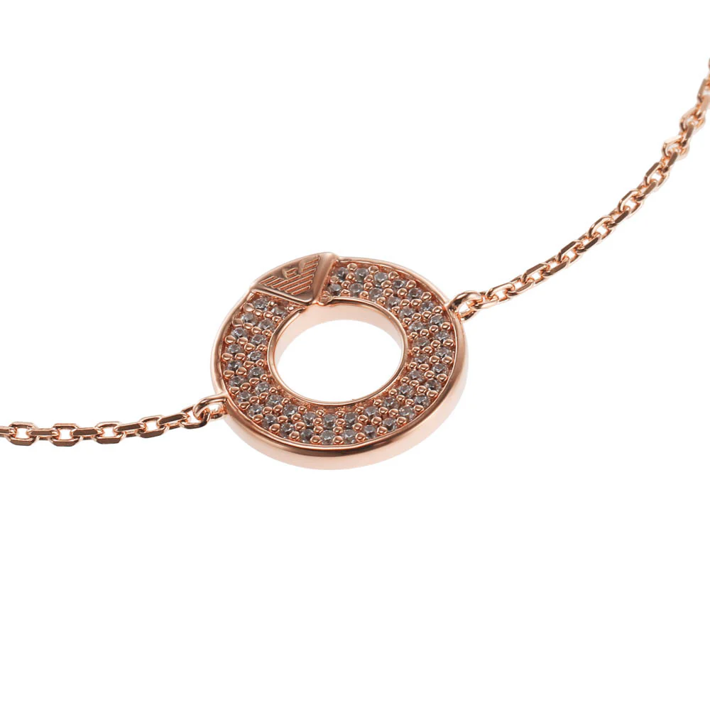 Emporio Armani Rose Gold Plated Stainless Steel Key Basics CZ Bracelet - Image 2