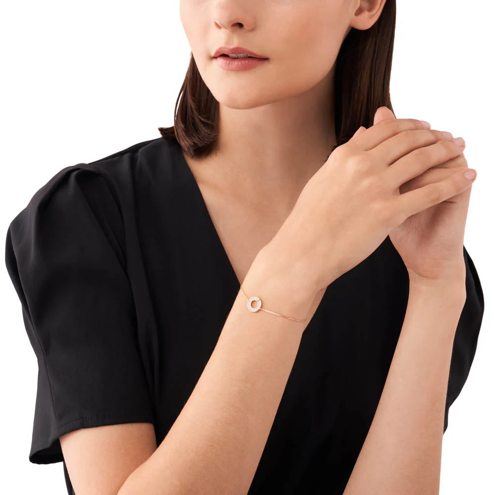Emporio Armani Rose Gold Plated Stainless Steel Key Basics CZ Bracelet - Image 5