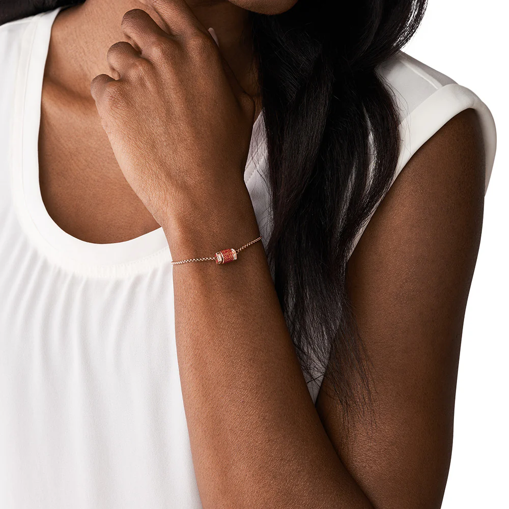 Emporio Armani Rose Gold Plated Stainless Steel Red Lacquer Bracelet - Image 3