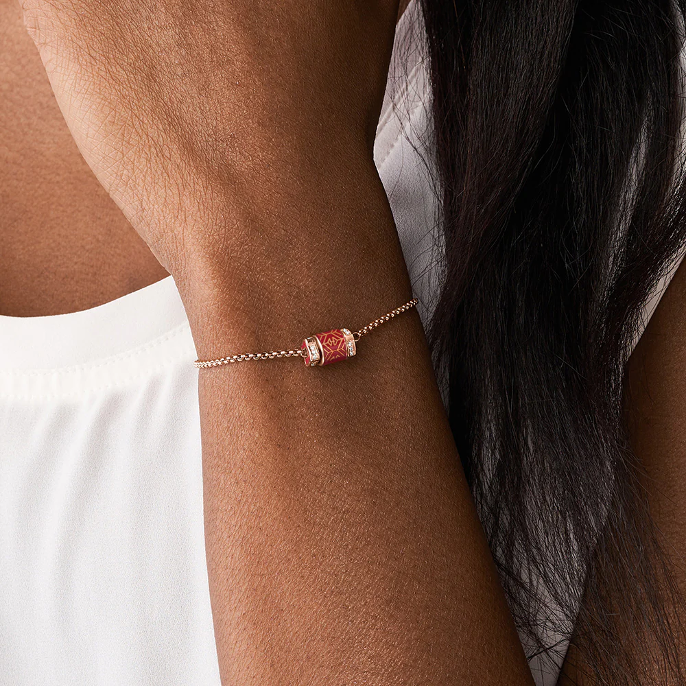 Emporio Armani Rose Gold Plated Stainless Steel Red Lacquer Bracelet - Image 4