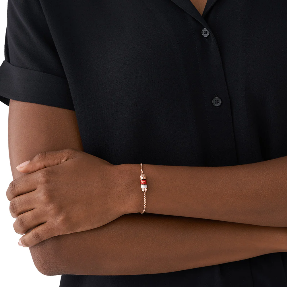 Emporio Armani Rose Gold Plated Stainless Steel Red Lacquer Components  Bracelet - Image 2