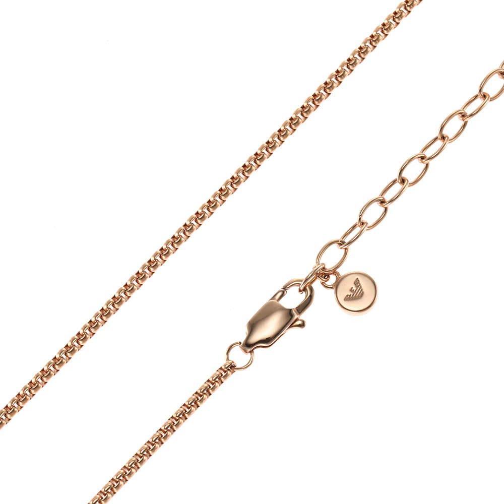 Emporio Armani Rose Gold Plated Stainless Steel Red Lacquer Pendant With Chain - Image 4