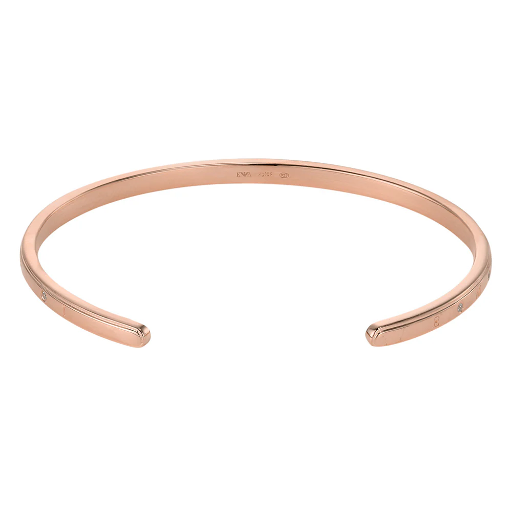 Emporio Armani Rose Gold Plated Sterling Silver CZ Cuff Bangle - Image 2