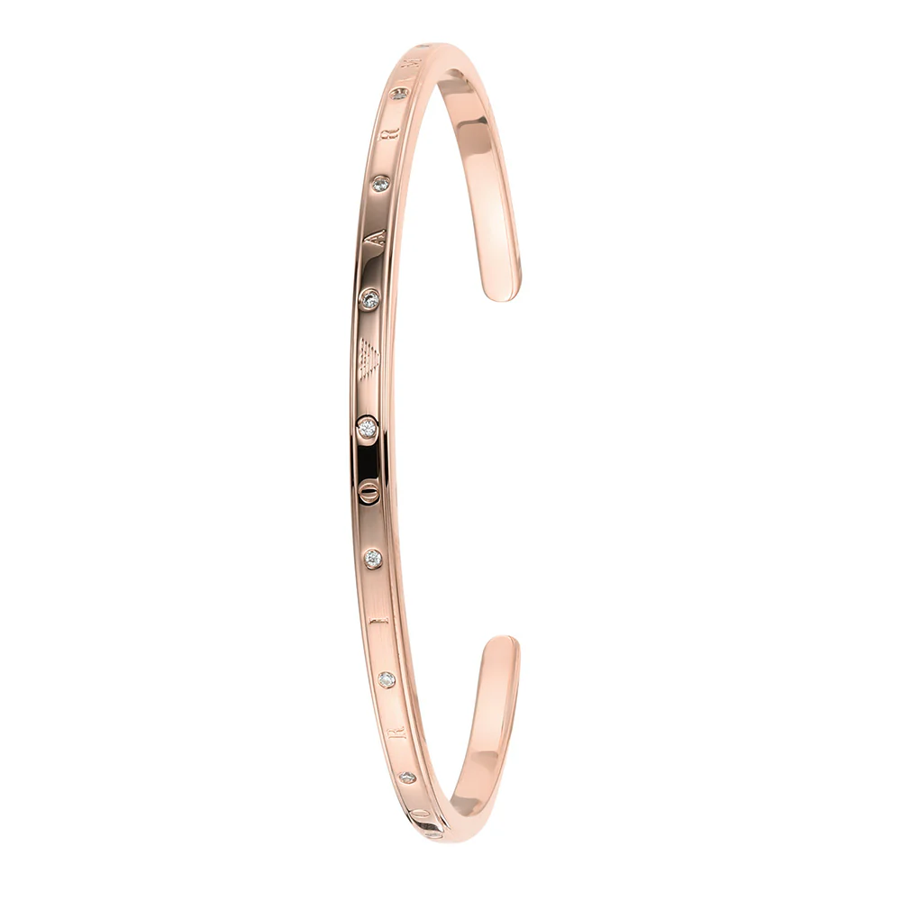 Emporio Armani Rose Gold Plated Sterling Silver CZ Cuff Bangle - Image 3