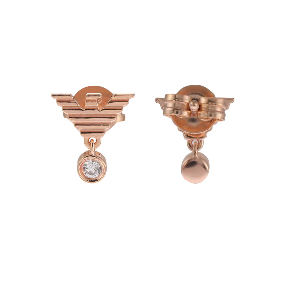 Emporio Armani Rose Gold-Plated Sterling Silver CZ Key Basics Stud Earrings - Image 2