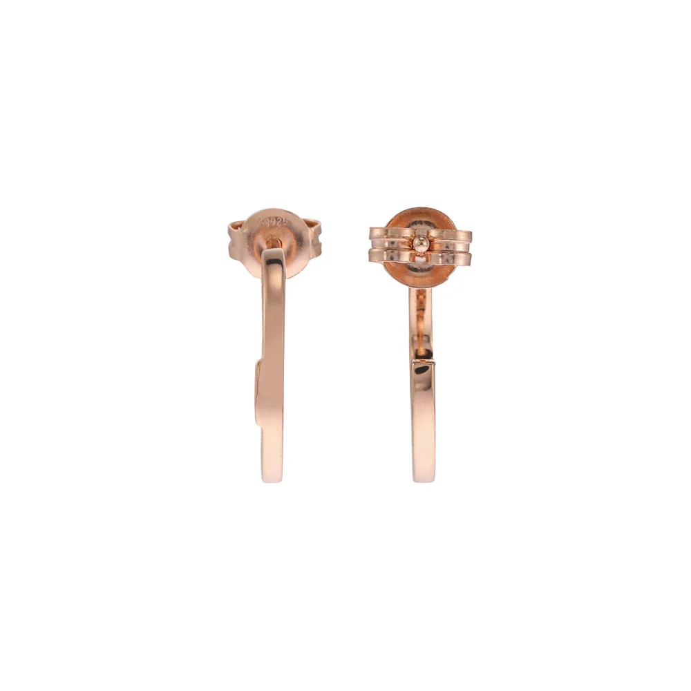Emporio Armani Rose Gold Plated Sterling Silver Key Basics CZ Hoop Earrings - Image 2