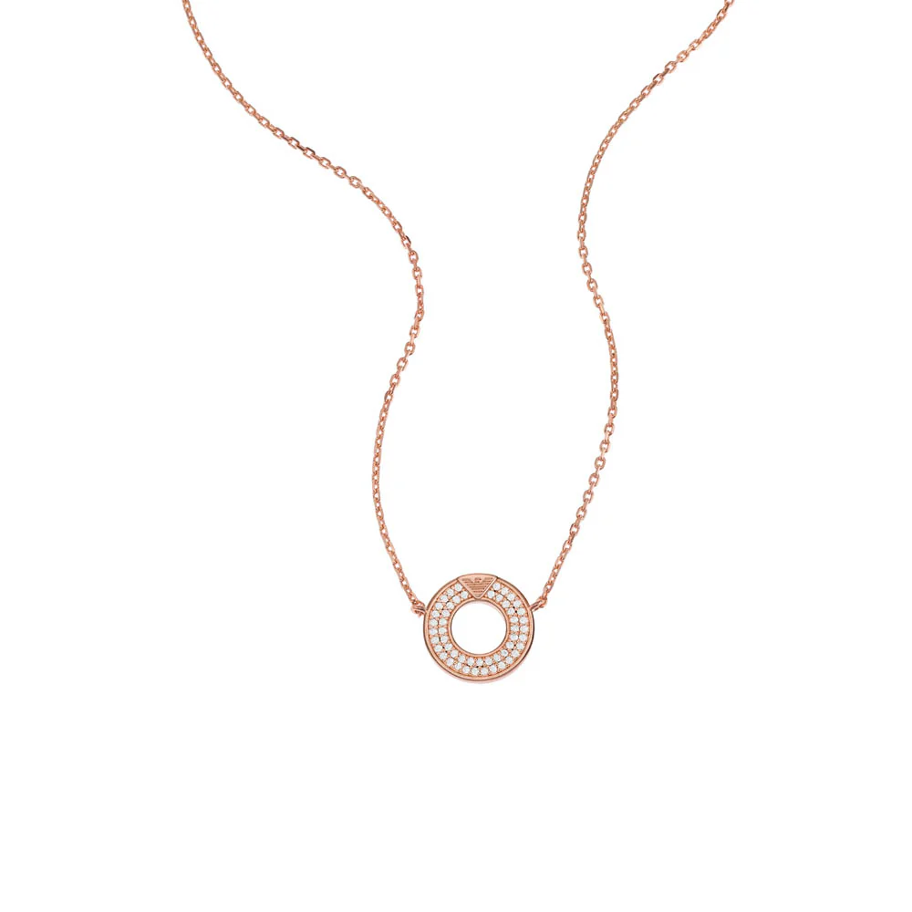 Emporio Armani Rose Gold Plated Sterling Silver Key Basics CZ Pendant On Chain - Image 3