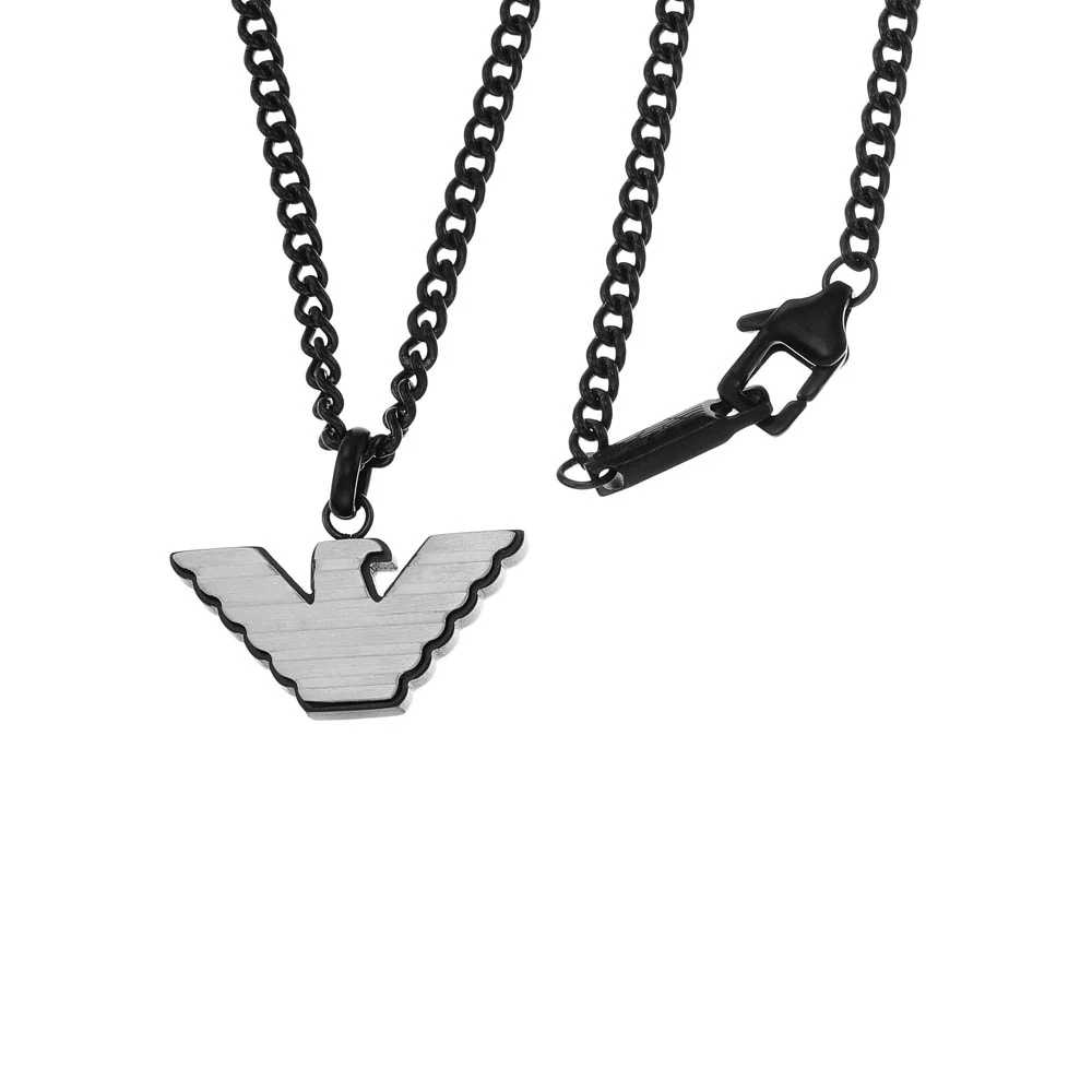 Emporio Armani Silver And Black Pendant On Chain - Image 2