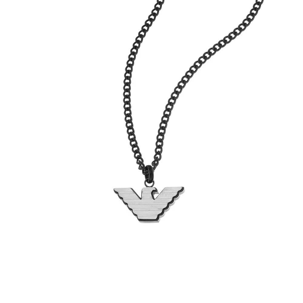 Emporio Armani Silver And Black Pendant On Chain - Image 3