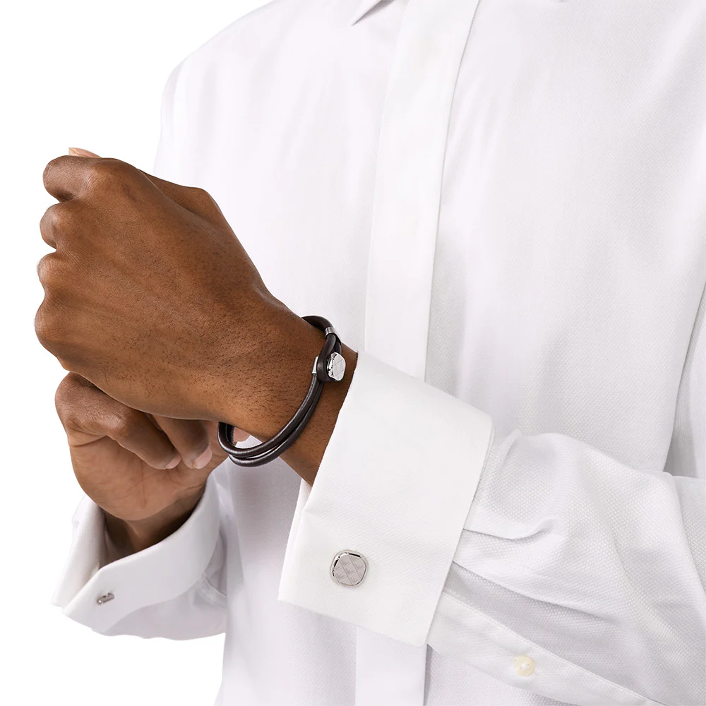 Emporio Armani Silver Plated Stainless Steel Logo Bracelet and Cufflink Set - Image 3