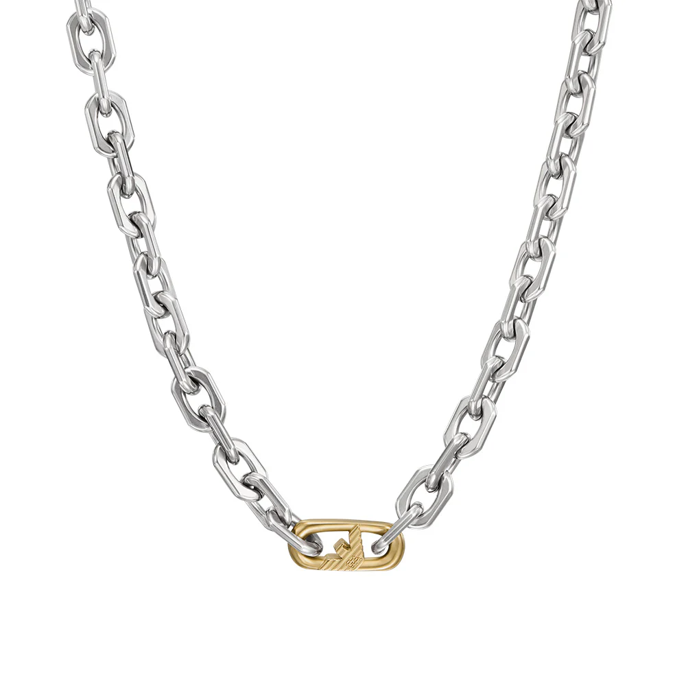 Emporio Armani Silver-Plated Stainless-Steel Logo Fancy Curb Chain - Image 2