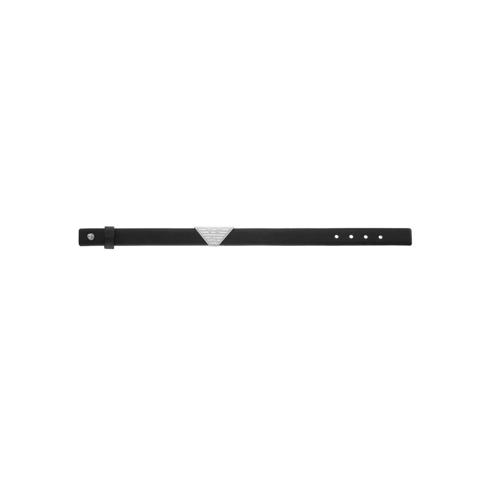 Emporio Armani Stainless Steel Black Leather ID Bracelet - Image 4
