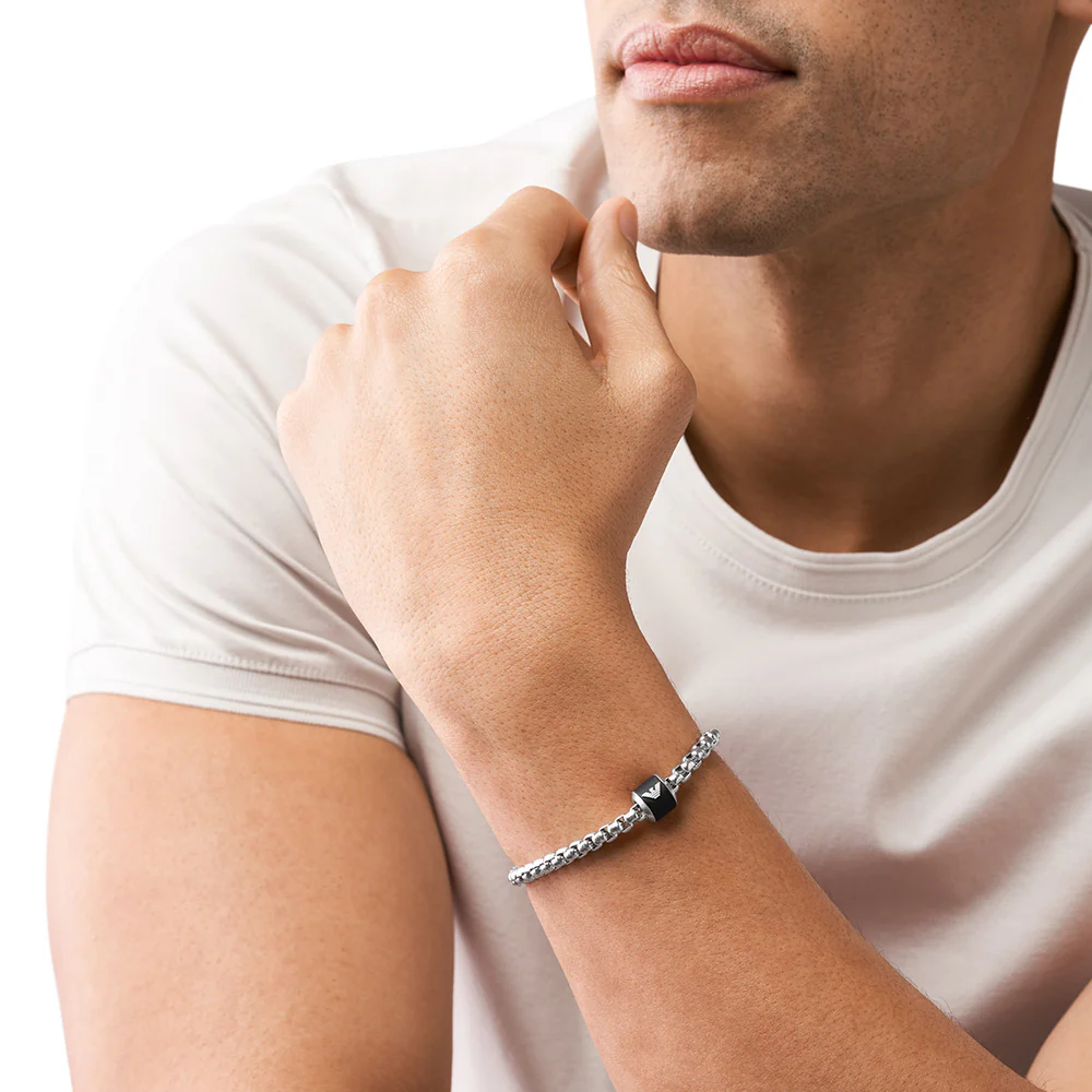 Emporio Armani Stainless Steel Black Marble Bracelet - Image 6