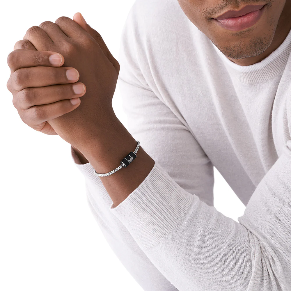 Emporio Armani Stainless Steel Black Matte Lacquer Bracelet - Image 4