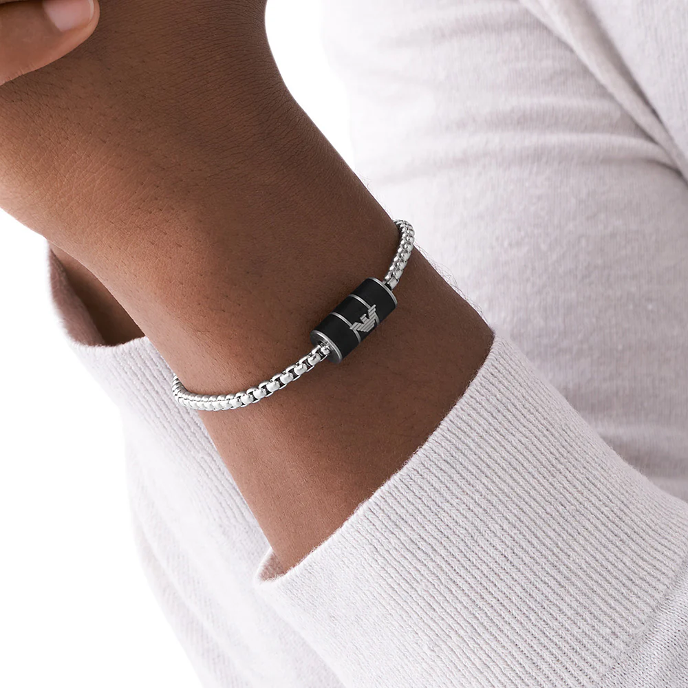 Emporio Armani Stainless Steel Black Matte Lacquer Bracelet - Image 5