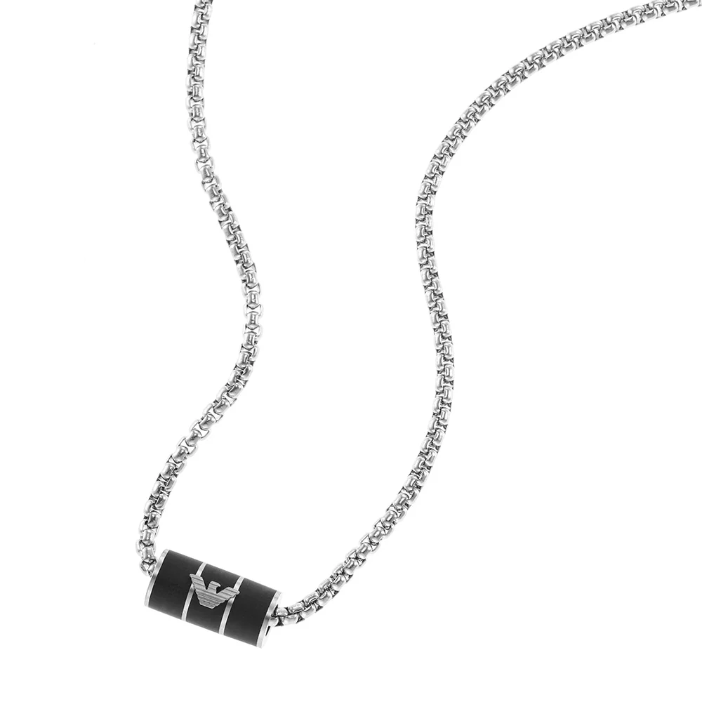 Emporio Armani Stainless Steel Black Matte Lacquer Pendant With Chain - Image 3