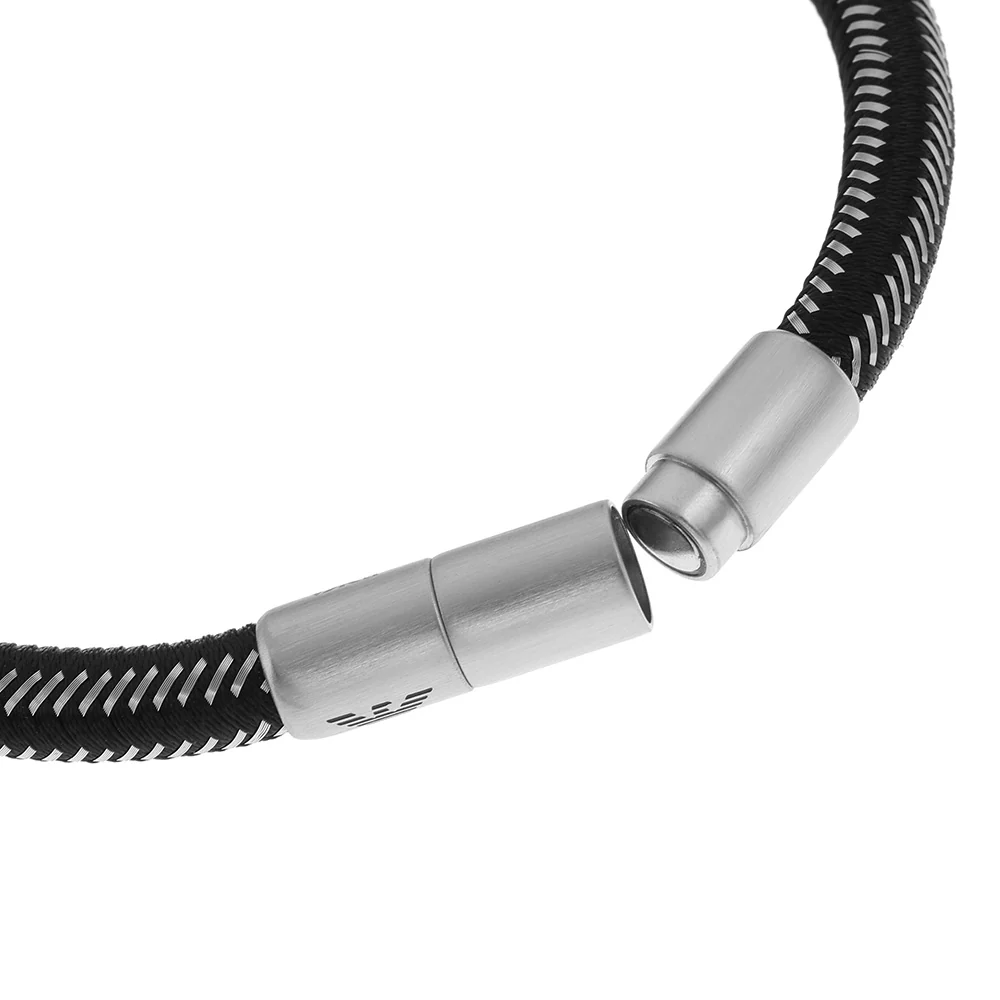 Emporio Armani Stainless Steel Black Nylon Bracelet - Image 2