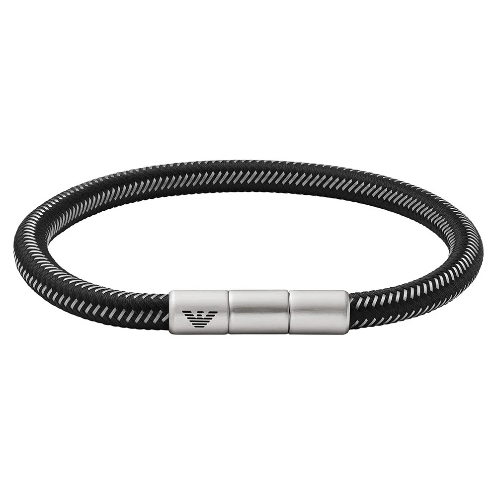 Emporio Armani Stainless Steel Black Nylon Bracelet - Image 4