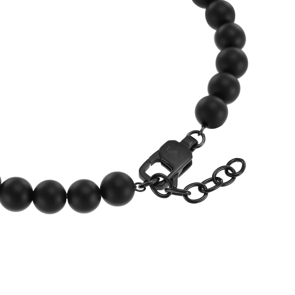 Emporio Armani Stainless Steel Black Onyx Beaded Bracelet - Image 3