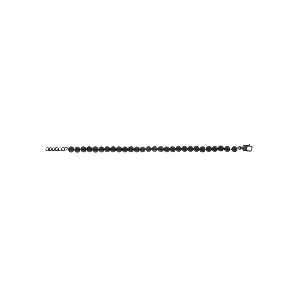 Emporio Armani Stainless Steel Black Onyx Beaded Bracelet - Image 4