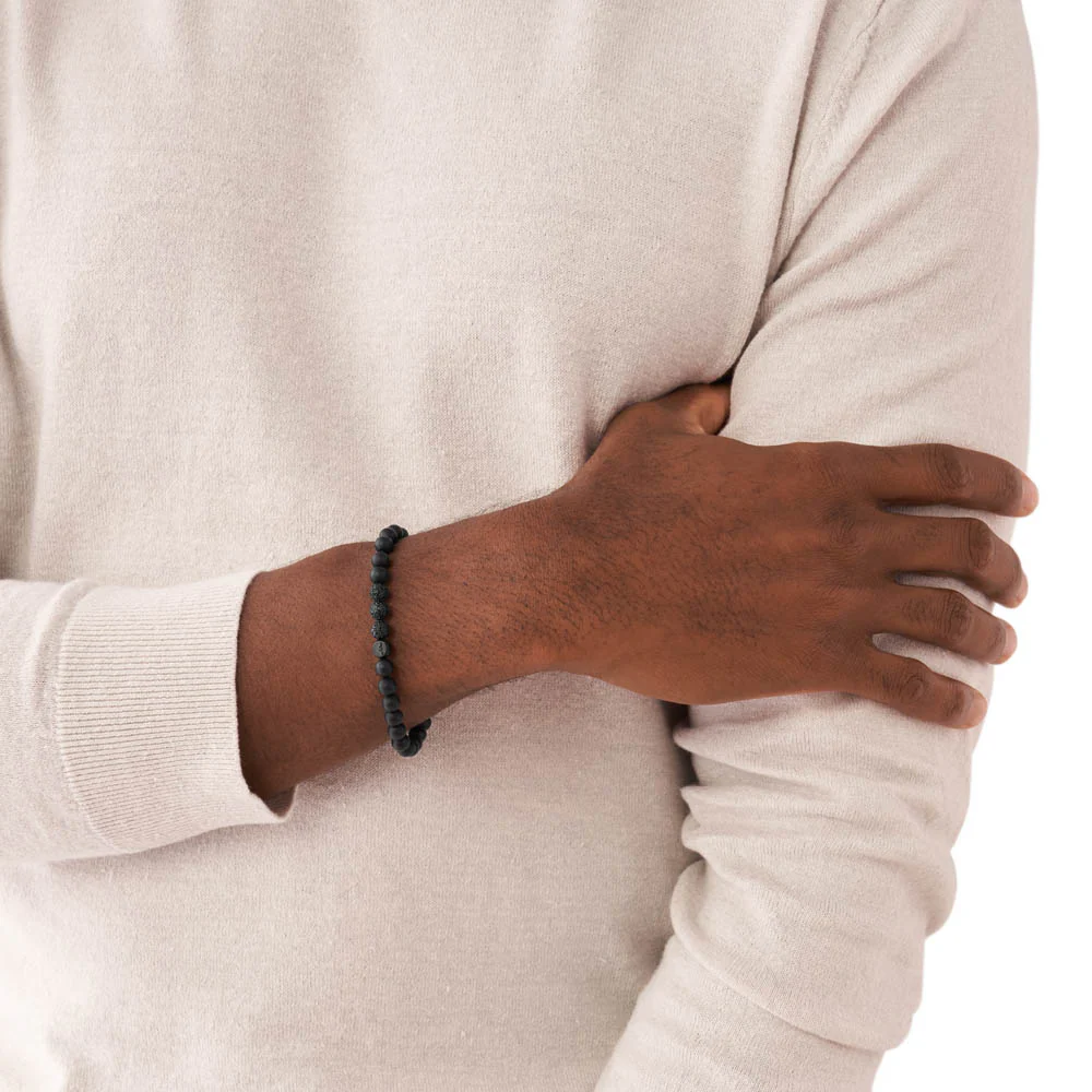 Emporio Armani Stainless Steel Black Onyx Beaded Bracelet - Image 5