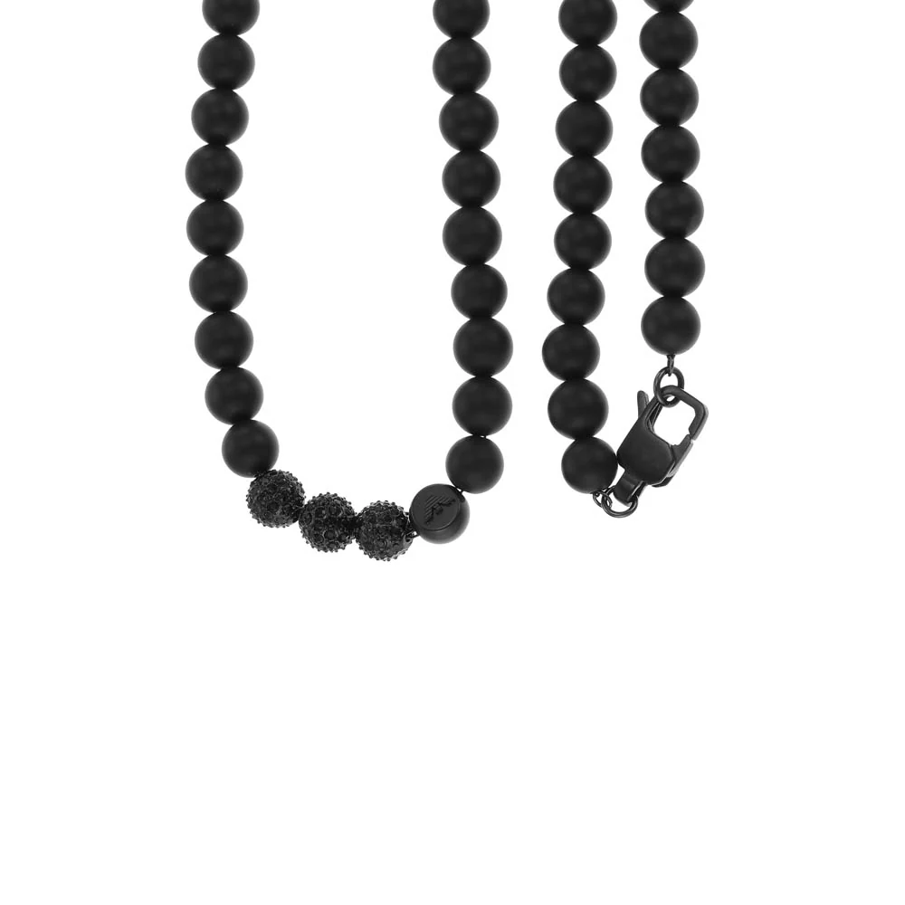 Emporio Armani Stainless Steel Black Onyx Beaded Chain - Image 2