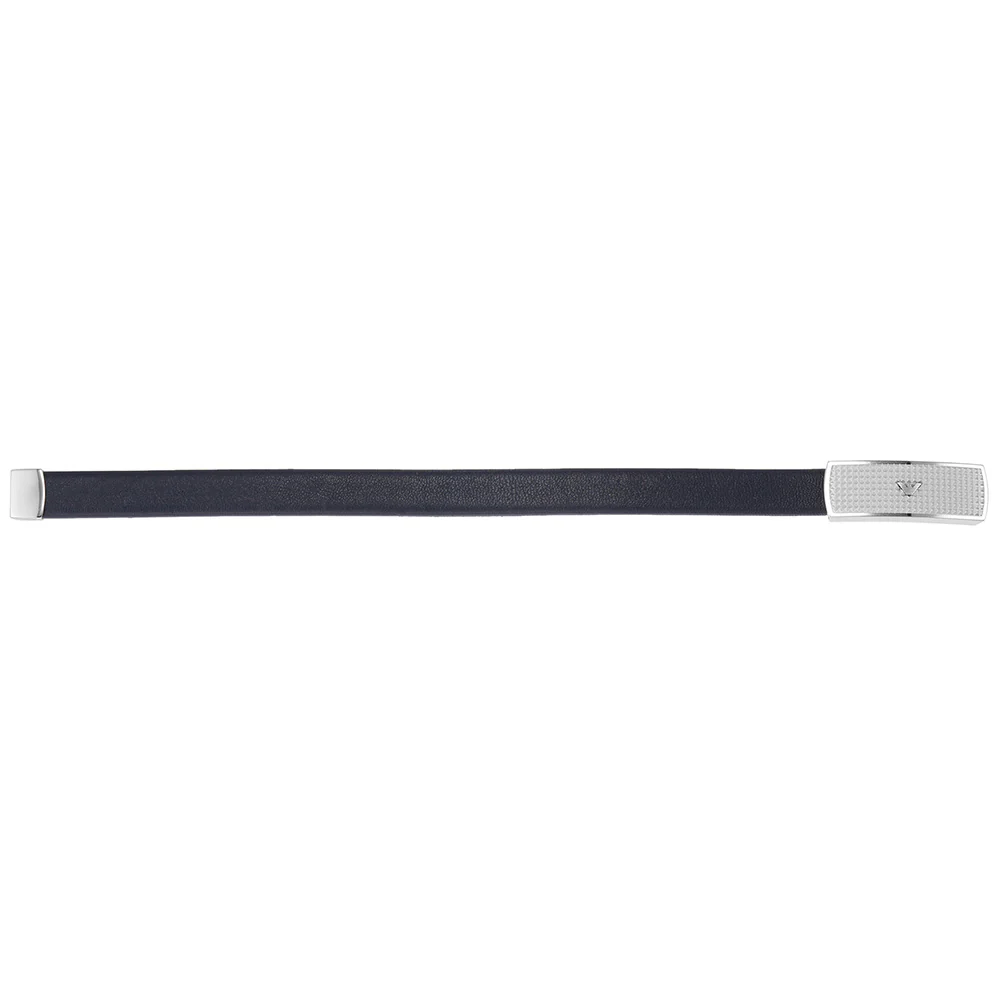 Emporio Armani Stainless Steel Blue Leather ID Bracelet - Image 3