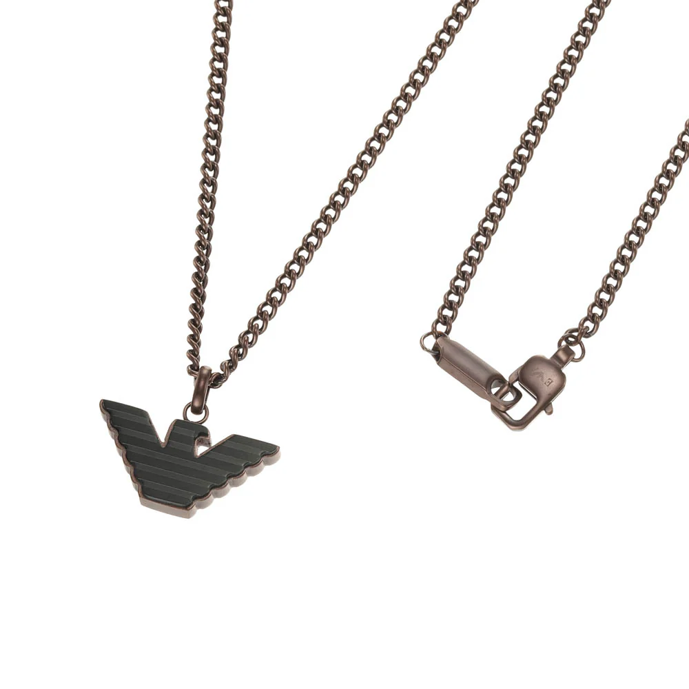 Emporio Armani Stainless Steel Brown And Black Pendant On Chain - Image 2