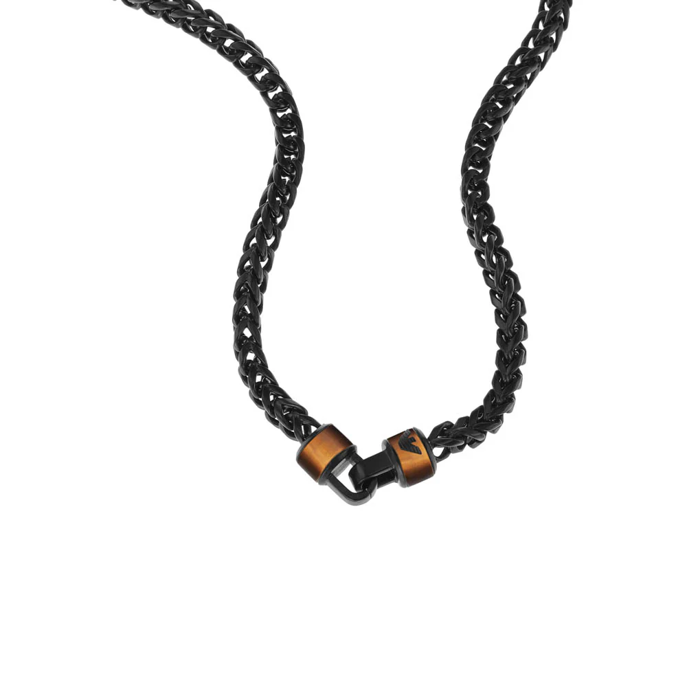 Emporio Armani Stainless Steel Brown Tiger's Eye Chain - Image 3