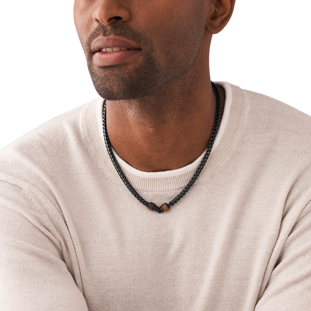 Emporio Armani Stainless Steel Brown Tiger's Eye Chain - Image 5